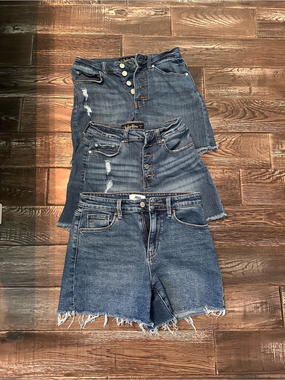 3 pairs of Denim Blue Women's High-Waist Jeans Shorts